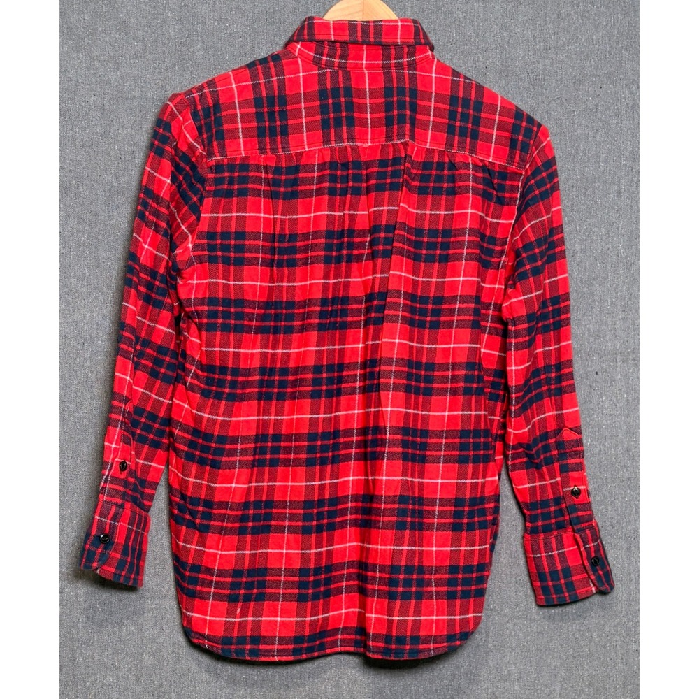 Madewell Womens Red Navy Blue Plaid Flannel Button Down Shirt E4784 Size S - Picture 2 of 4